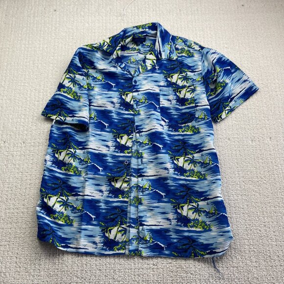 Lot x5 Bulk VTG Hawaii Floral Button Shirt Men L/XL Boats Palms Tree Party Read - Picture 14 of 15